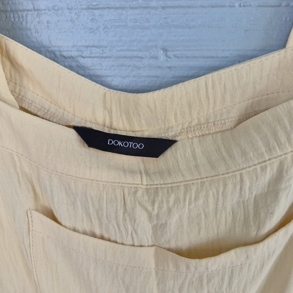 Dokoto Womens Overalls Jumpsuit Light Yellow L Wide Leg Cottagecore Fairycore - Picture 2 of 6